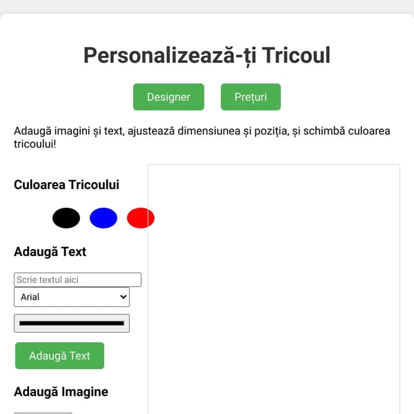 Personalizează-ți Tricoul - Aplicație Interactivă