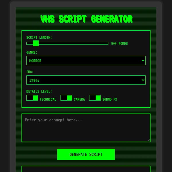 VHS Script Generator