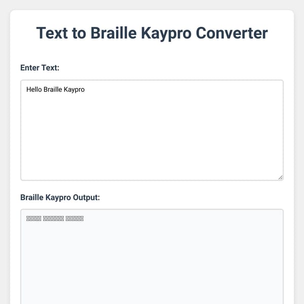 Text to Braille Kaypro Converter