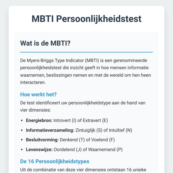 MBTI Persoonlijkheidstest