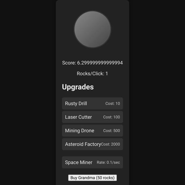 Infinite Space Rock Clicker