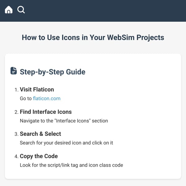 Tutorial how to use Flaticon Icons in websim 