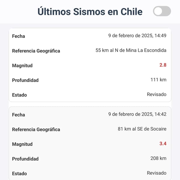 Últimos Sismos en Chile