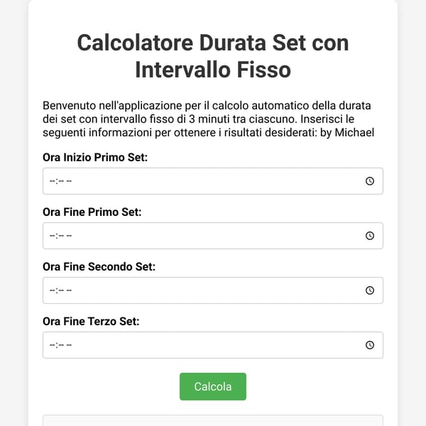 Calcolatore Durata Set