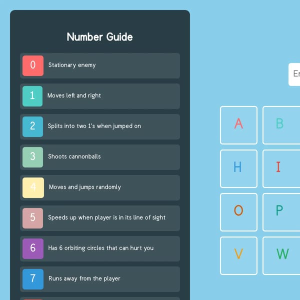 letters against numbers