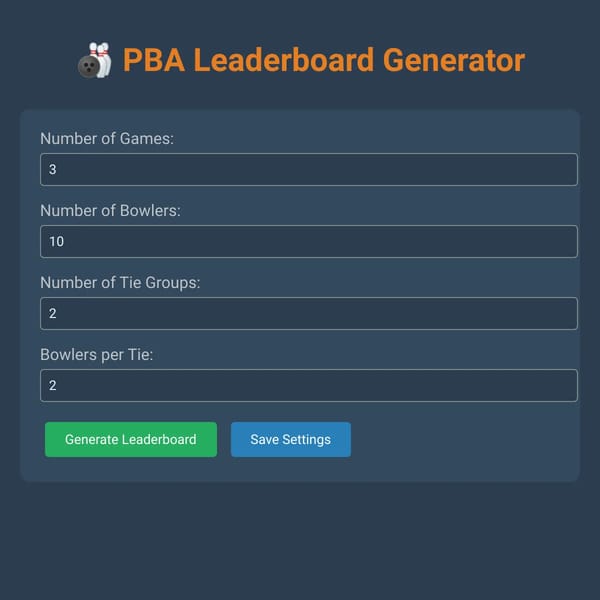 PBA Bowling Leaderboard Generator