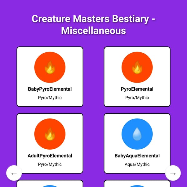 Creature Masters Bestiary (Outdated)