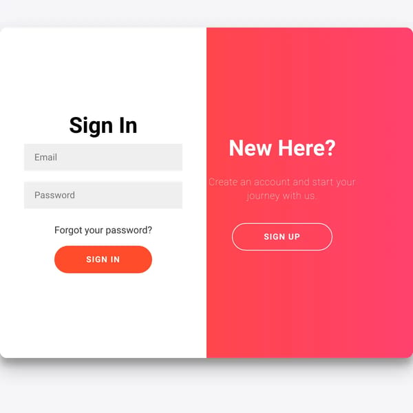 login/ create account screen