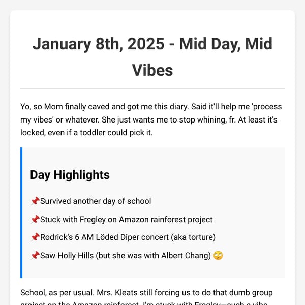 Greg's 2025 New Year's Day Diary