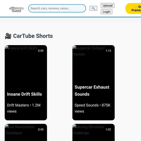 CarTube - Video Platform for Car Enthusiasts
