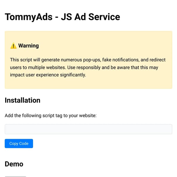 TommyAds - JS Ad Service