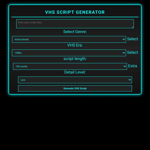 AI VHS Video Script Generator