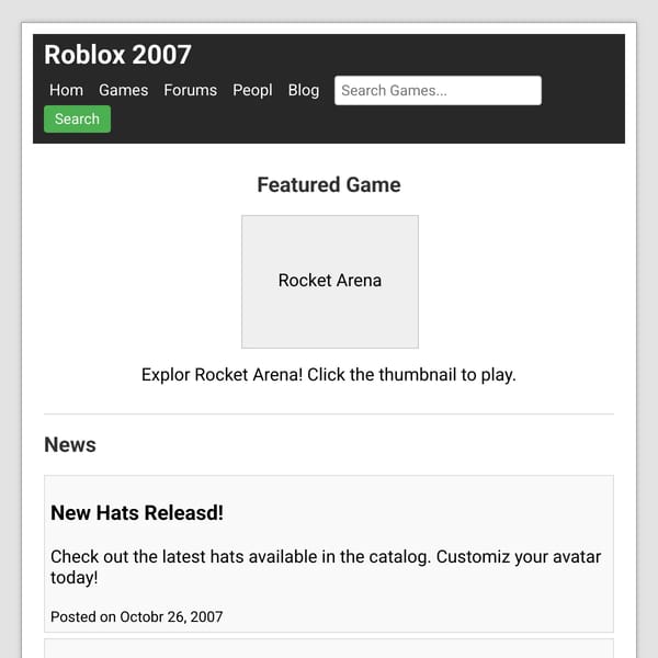 Roblox 2007 home page 