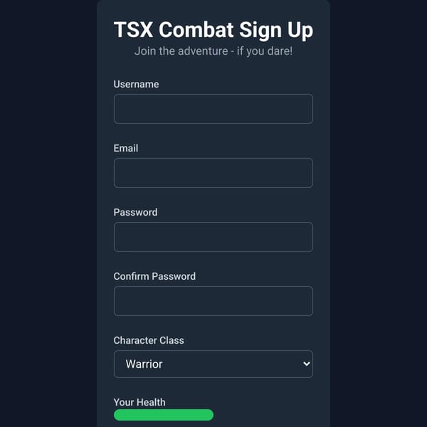 TSX Combat Sign Up Form