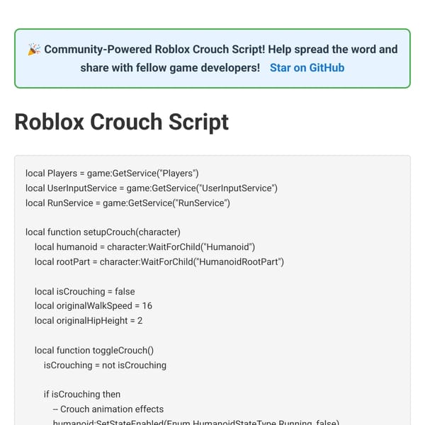 Roblox Crouch Script