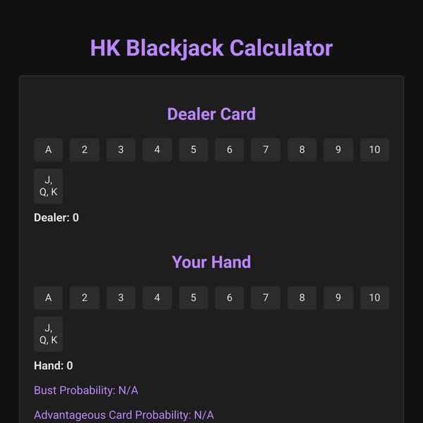 HK Blackjack Calculator
