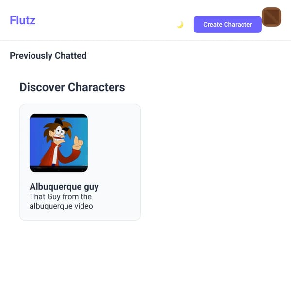 Flutz - AI Character Creation Platform