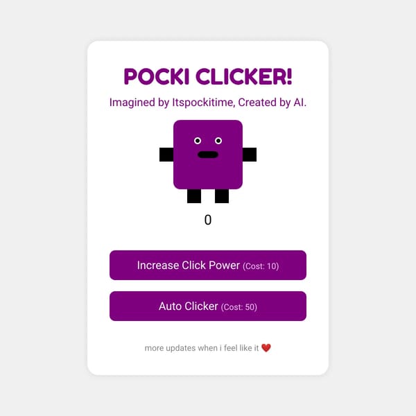 Pocki Clicker - Clicker Game Made By AI