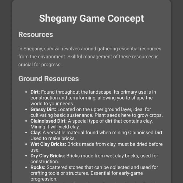 Shegany Game Concept