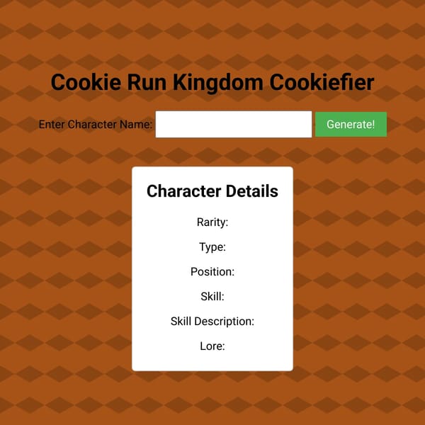 Cookie Run Kingdom Character Generator