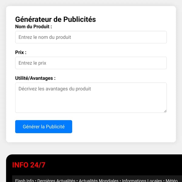 TV Commercial Generator (En français)