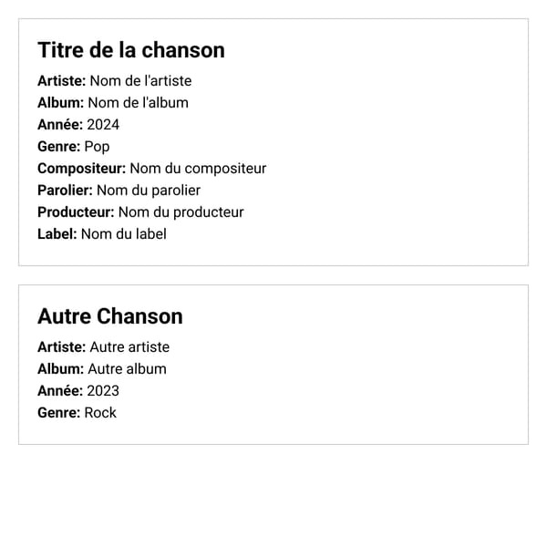 Fiche Technique Chanson