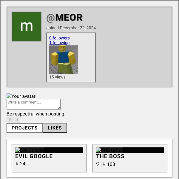 User Profile Page on WebSim