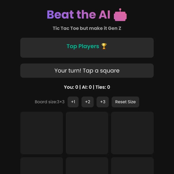 Beat the AI in Tic Tac Toe