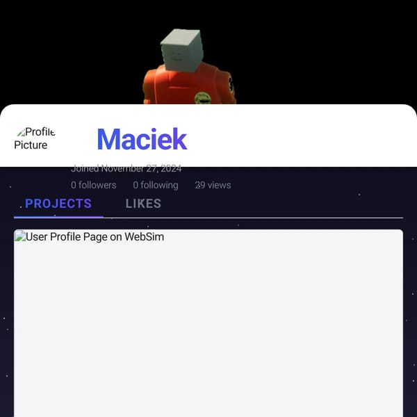 User Profile Page on WebSim