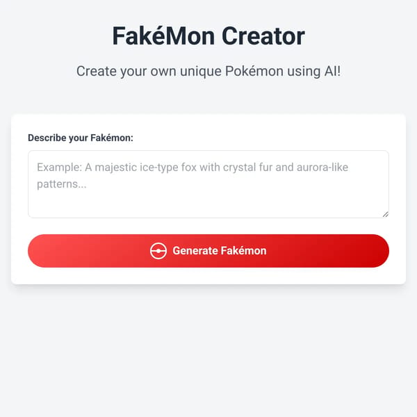 FakéMon Creator - Create Your Own Pokémon Using AI