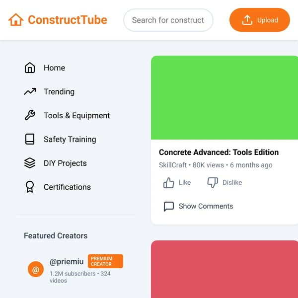 ConstructTube - Video Platform for Construction Professionals