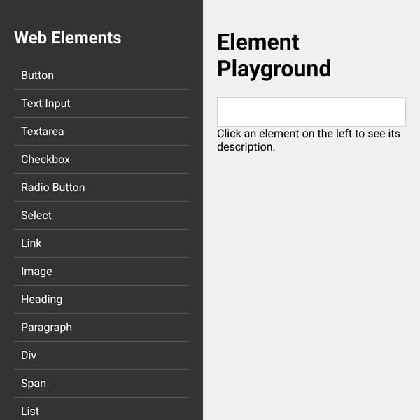 Web Element Playground