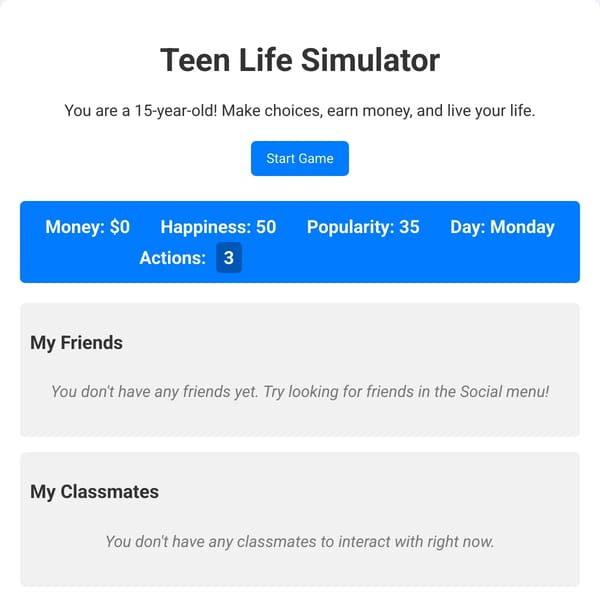 Teen Life Simulator