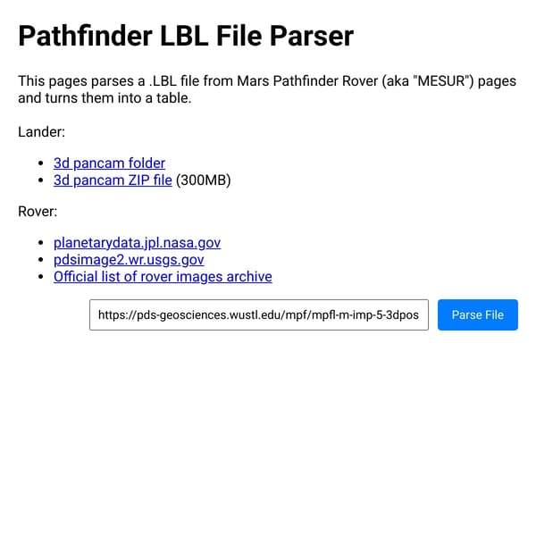 NASA pathfinder label reader