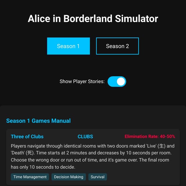 AI Alice In Borderland Simulator