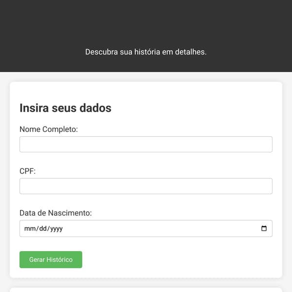 Histórico da Vida