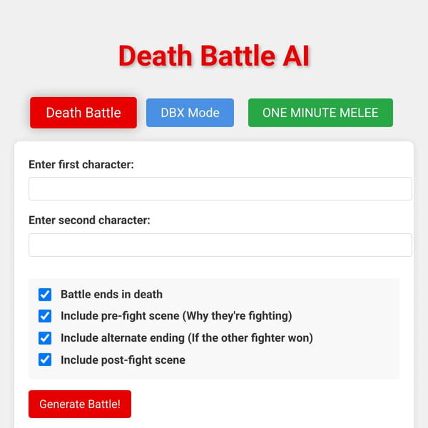 Death Battle AI - Epic Character Showdowns!