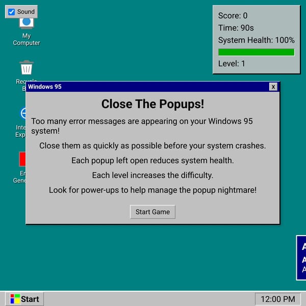 Windows 95 - Close The Popups!