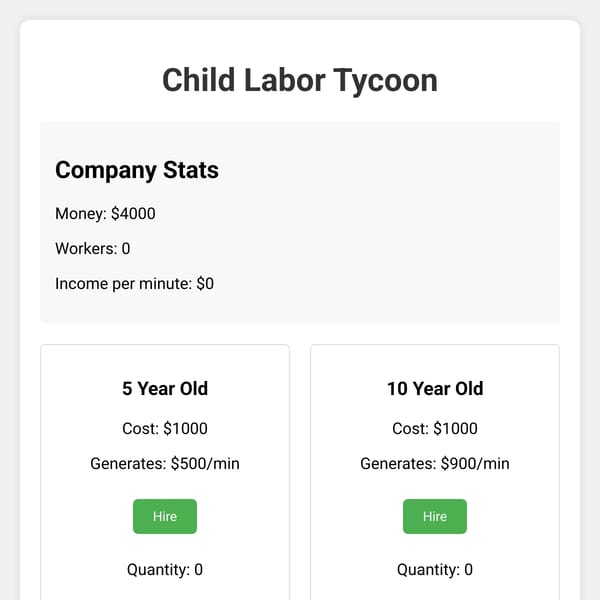Child labor tycoon