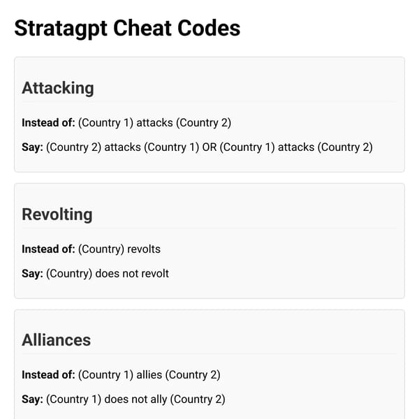 Stratagpt Cheat Codes
