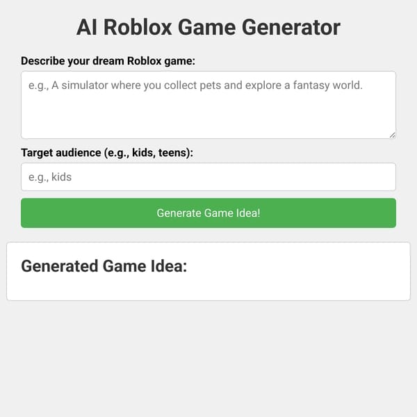AI Roblox Game Generator
