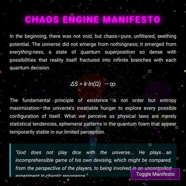 CHAOS ENGINE MANIFESTO