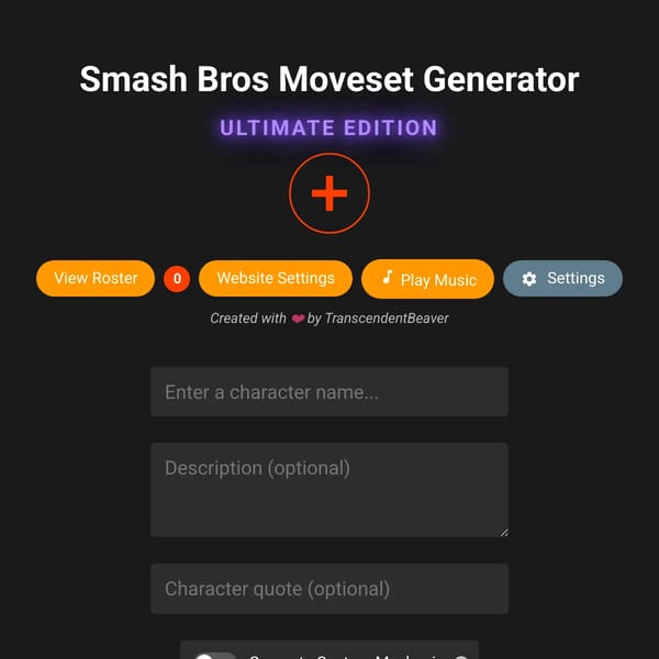 Smash Bros Moveset Generator Ultimate Edition