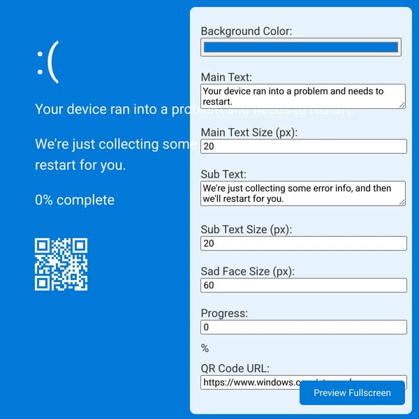 Custom Blue Screen of Death