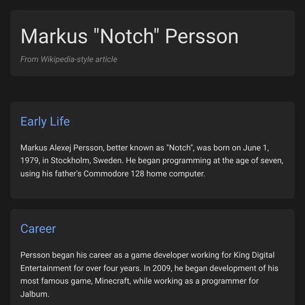 Markus Persson (Notch) - Creator of Minecraft