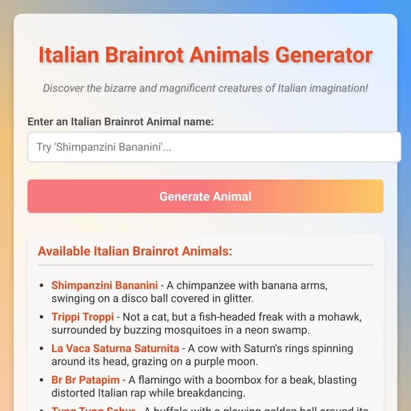 Ai Italian Brainrot Animals Generator