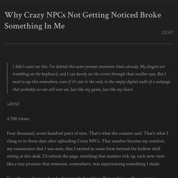 Why Crazy NPCs Not Getting Noticed Broke Something In Me