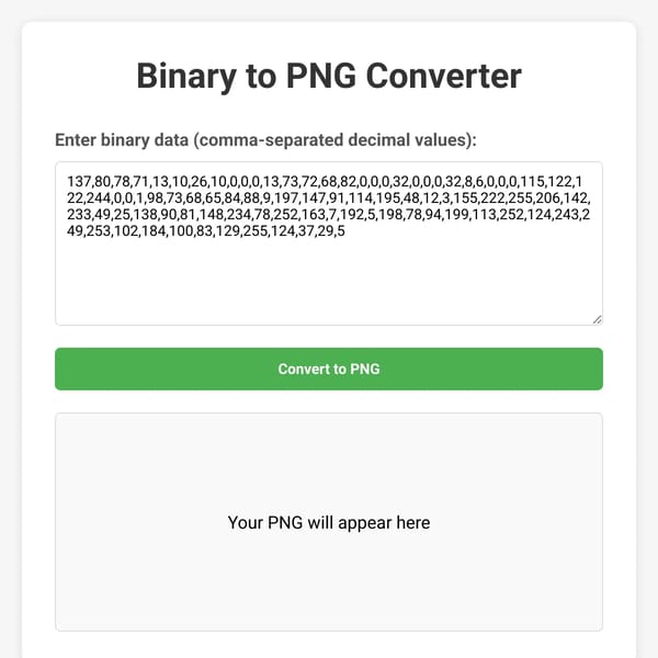 Binary to PNG Converter
