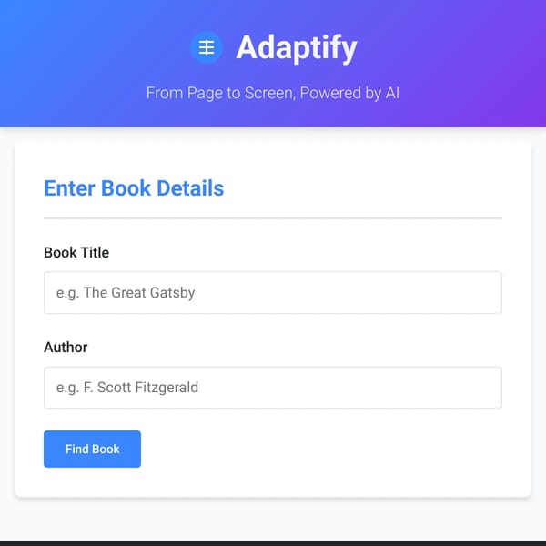 Adaptify - AI Book-to-Screen Platform