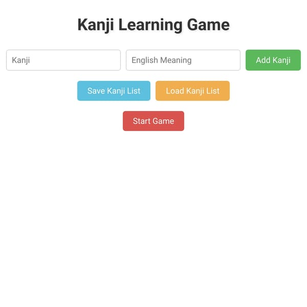 Kanji Learning Game (Typing)